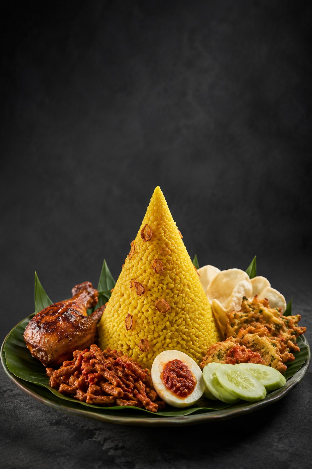 Indonesisches Gericht mit Nasi Kuning
